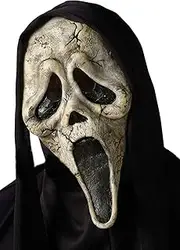 Mowseper Ghostface Mask Cosplay Headgear Latex Masks Scream Helmet Creepy Halloween Party Headwear Props Accessories, Black, One Size