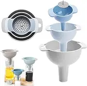 SYTHAK Funnel,Food Grade Plastic Funnels with Detachable Strainer Filter,Funnels for Filling Bottles,Mason Jars, Jam and Spice,for Transferring of Liquid,Oil,Fluid,Dry Ingredients, Powder.