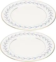 Alipis Edged Leaves Ceramic Plate 2pcs Set Retro Steak Salad Dessert Serving Dish