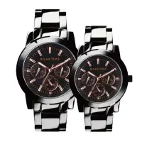 在飛比找momo購物網優惠-【Relax Time】三眼時尚情侶對錶-黑面錶盤42mm/
