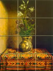 Art Flowers Vase Ceramic Mural Backsplash Bath Decor Tile #242
