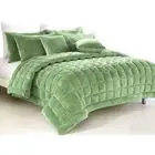 Alastairs Augusta Faux Mink Quilt / Comforter Set Sage Queen
