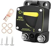 kokiya Heavy-Duty Breaker Box Weatherproof Convenient Reset Button 12V-48V DC for Electronic Gadgets, 50A