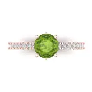 1.54ct Round cathedral Real Peridot Promise Bridal Wedding Ring 14k Rose Gold