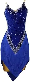 [JRUIA] Women's Velvet Latin Dance Dresses Backless Cha Cha Competition Costumes Salsa Tango Dancewear Asymmetric Hem
