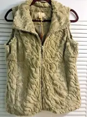 NWT Sport Haley Tan Faux Fur Golf Vest Sleeveless Jacket w/Sequin Bling M