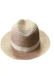 Nordstrom Fedora Hat Womens Large XL Tan Dark Combo New