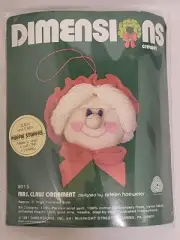 Dimensions Crewel Puffie Stuffie Mrs Clause Hanging Christmas Ornament Vtg 1981