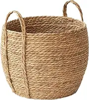 Woven Plant Basket Plant Basket Seagrass Basket Plant Pot Rustic Woven Planter with Sturdy Handle Natural Decorative Storage Basket for Store Home,L