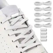 No Tie Shoelaces Tieless Elastic Shoe Laces 5Pcs with 4 Metal Buckles, White