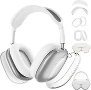5 in 1 Compatible with Airpods Max Cover Case Accessories Clear TPU-Anti-Silicone Ear Pad Case/Ear Cups/Up & Down Headband Cover for AirPods Max Headphone with Portable Storage Bag (Clear)