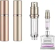 Travel Perfume Refillable Bottle Atomiser - 2-Pack 5ML ANTOKX Perfume Atomiser, Pocket Perfume Dispenser, Scent Pump Case, Leakproof Portable Perfume Sprayer for Women and Men (Gold & Rose gold)