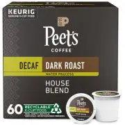 , Dark Roast Decaf Keurig K-Cup Pods - Decaf House Blend 60 Count (6 Boxes of...