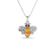 Bumblebee Crystal Necklace White Gold Layered Jewellery