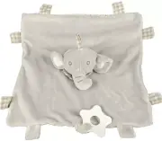 Baby Security Blanket Lovey Elephant Gray Polk a dot Soft Plush Toy Rattle NIP