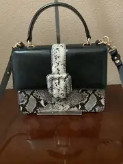 Brahmin Mini Francine Moonscape Willoughby Snake & Smooth Leather Satchel NWT