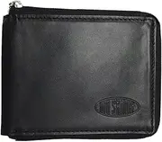 [Big Skinny] Men's Zipfold Leather Bi-Fold Slim Wallet, Holds Up to 25 Cards