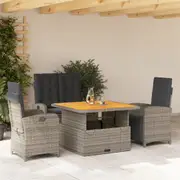 Garden Dining Set with Cushions Outdoor Bistro Set Grey Poly Rattan vidaXL