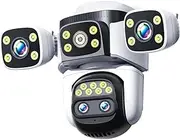 20MP 10K WiFi Security Camera 10X Zoom Four Lenses 720° PTZ Auto-Tracking Waterproof for Outdoor CCTV Surveillance Cam(U/K,6K 12MP add 64G)