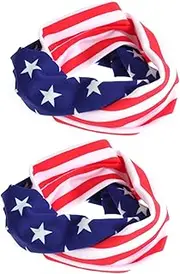 [PLAFOPE] Patriotic Pride Headband Set Pcs America Flag Headwrap Soft Elastic Bandana for of July Celebrations