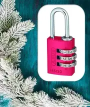 Travel Idea-ABUS Combination Travel Padlocks-Resettable-PINK-Free Post
