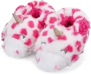 [MEJORMEN] Girls Unicorn House Slippers Cozy Plush Anti-Skid Indoor Outdoor House Shoes for Toddler Kid