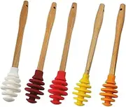 NOLITOY 5Pcs Silicone Honey Dippers Non Stick Stir Sticks for Honey Pot for Syrup and Viscous Substances Easy to Clean Great for and Party Favors