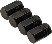4 Pcs Tire Valve Stem Caps, Aluminum Tire Valve Cap Set Car Dustproof Tire Cap Cover Accessories, Corrosion Resistant, Universal Stem Covers for Cars Trucks Motorcycles SUVs and Bikes (Black)