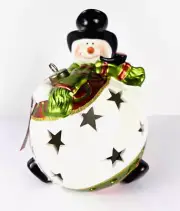 QVC Home Reflections Snowman Luminary Flameless LED Candle W/Timer