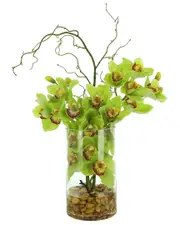Creative Displays Modern Orchid Arrangement In Glass Vase
