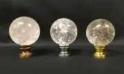 Lamp Finial-LARGE Natural ROCK QUARTZ CRYSTAL Sphere-AB, PB or CH Finish (1 pc.)