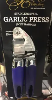 GARLIC PRESS STAINLESS STEEL SOFT HANDLE TOP QUALITY BY GOURMET COLLECTION CHEF