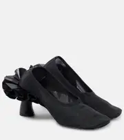 [Dries Van Noten] Dries Van Noten Ruffled leather-trimmed mesh pumps AU 7.5 black