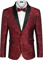 [COOFANDY] Mens Floral Tuxedo Jacket Paisley Shawl Lapel Suit Blazer Jacket for Dinner,Prom,Wedding