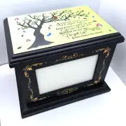 Cremation Urn Box for Human Ashes w/ Photo Frame Tree Cardinal Wooden Urn Box