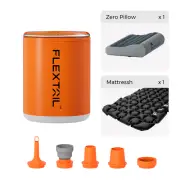 Outdoor Mini Camping Pump With Lamp For Sleeping Pad Orange Pump+Air Mattress+Zero Pillow
