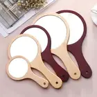 Round Wood Vintage Hand Mirror Makeup Vanity Mirror Cosmetic Make Up Mirr_co
