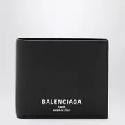 [Balenciaga] Black bi-fold Credit wallet in hammered leather One size Black