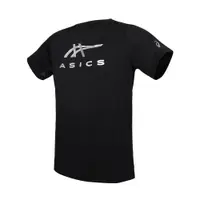 在飛比找松果購物優惠-ASICS 男短袖T恤-運動 慢跑 上衣 黑銀 (7.8折)