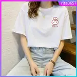 100% COTTON T SHIRT LADY CARTOON PRINT SHORT SLEEVE KOREAN S