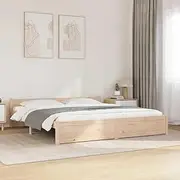 Solid Wood Bed Frame King Size 183x203 cm - Platform, Wooden Slats, Bedroom Furniture, Bedframe, Bed, Frame