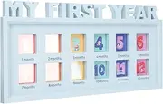 JOINPAYA 12 Picture Frame Sonogram Girl Boy Handprint Kit Shower Custom Photo Frame Newborn Footprint Kit First Caddy Pregnancy Announcement Film Blue