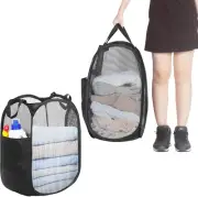 2 Collapsible Mesh Pop up Laundry Hampers - Space-Saving Foldable Baskets