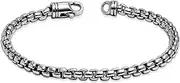 LeCalla Solid 925 Sterling Silver Italian 6mm Square Rolo Link Round Box Chain Bracelet for Men, Made in Italy