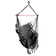 Gardeon Hanging Hammock Chair Outdoor Swing Hammocks Tassel Grey