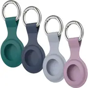 [4 Pack] Airtag Case for Apple AirTags Holder 2021, Keychain AirTags Case with Anti-Lost Key Ring, Soft Silicone Anti-Scratch Lightweight Protective Skin Cover for AirTags Finder Keychain Accessory