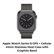 Apple Watch Series 8 GPS + Cellular 41mm Stainless Steel Case with Graphite Band