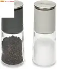 Duo Manual Salt and Pepper Mill Set - Inverted Grinder with Ceramic Grinder, Bla