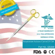 Parametrium Scissors Semi-Curved Gold Handle 25 cm German Steel