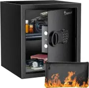 Bonsaii Safe Box with Fireproof Bag, 1.28 cu.ft. (Fireproof), Black